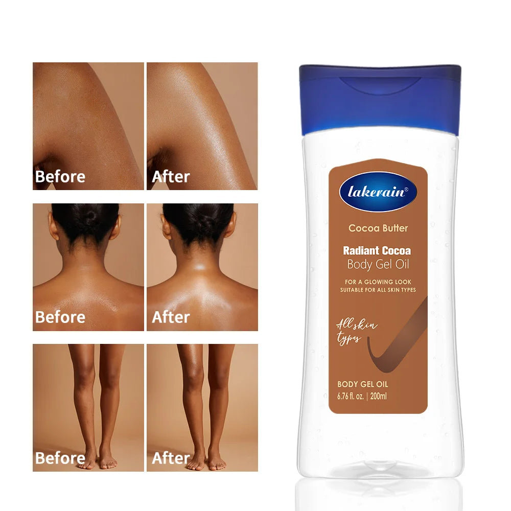 Radiant Glow Cocoa Body Oil Gel - Intense Hydration & Nourishing Butter Treatment for Silky Smooth Skin