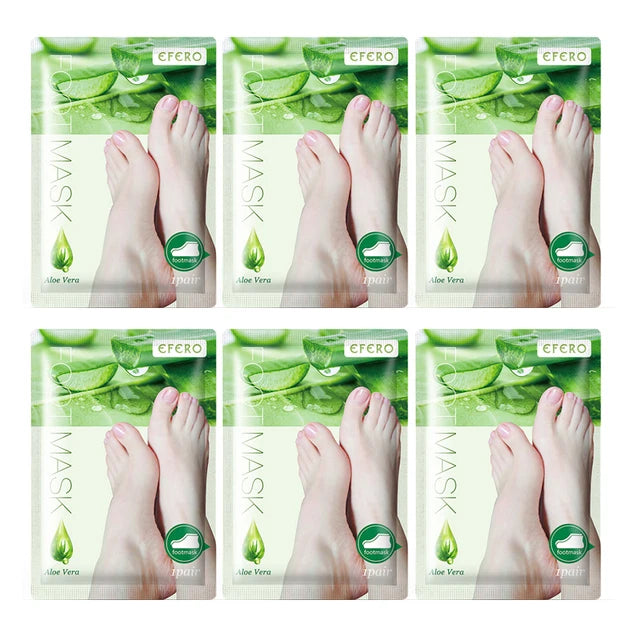 6-Pack Luxury Exfoliating Foot Peel Masks - Professional Spa Socks for Dead Skin Removal, Softening Calluses & Intensive Cracked Heel Repair