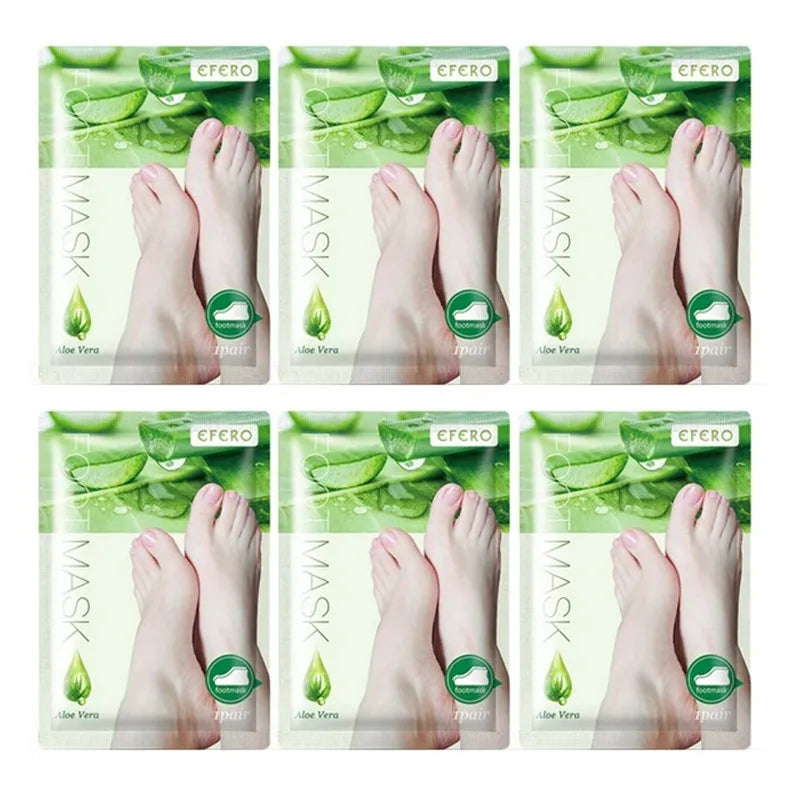 6-Pack Luxury Exfoliating Foot Peel Masks - Professional Spa Socks for Dead Skin Removal, Softening Calluses & Intensive Cracked Heel Repair