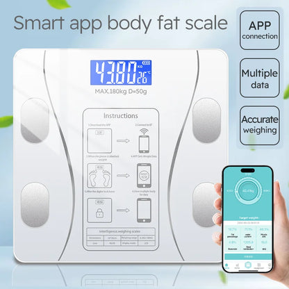 Smart Bluetooth Body Fat Scale - Digital Bathroom Scale with App Connection for Weight, BMI, Body Fat & Health Tracking