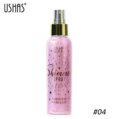 USHAS Liquid Shimmer Highlight Spray for Body & Face - Waterproof & Long-Lasting Glow Mist for a Radiant Diamond Shine Finish