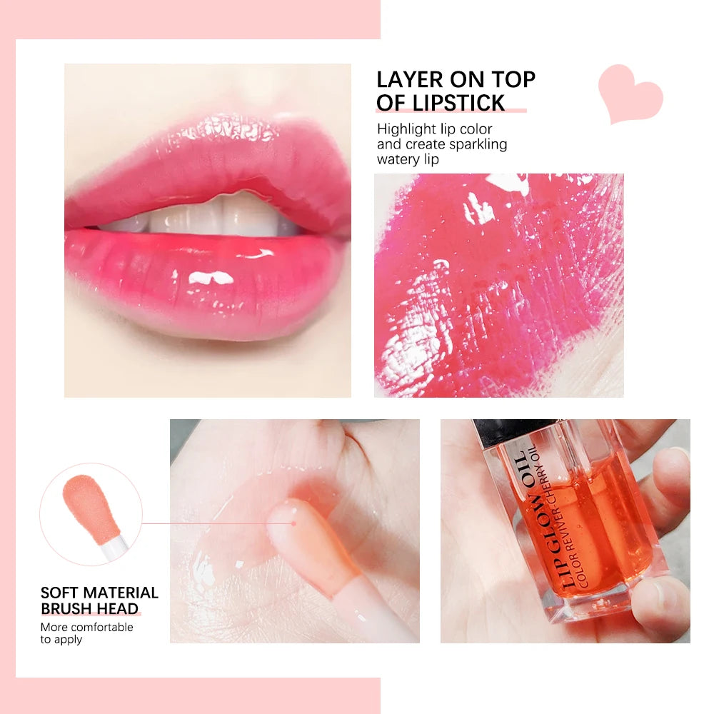 Hydrating Lip Glow Oil - Nourishing High-Shine Lip Gloss - Infused with Raspberry Extract for Soft, Lustrous, and Non-Sticky Lips