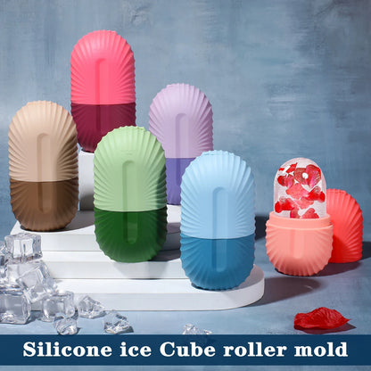 Silicone Face Ice Roller Cube Mold - Professional Skin Care Tool for De-Puffing, Brightening, and Facial Massaging - Reusable & Food-Grade Silicone Beauty Massager - Aura