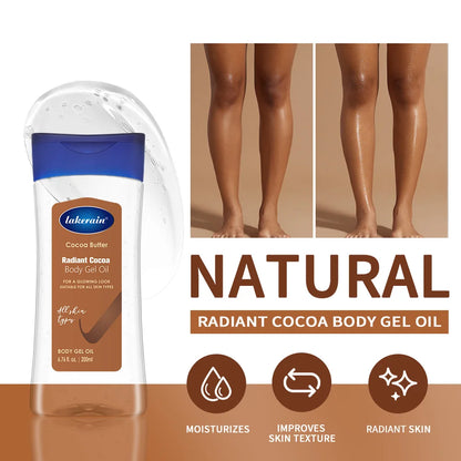 Radiant Glow Cocoa Body Oil Gel - Intense Hydration & Nourishing Butter Treatment for Silky Smooth Skin