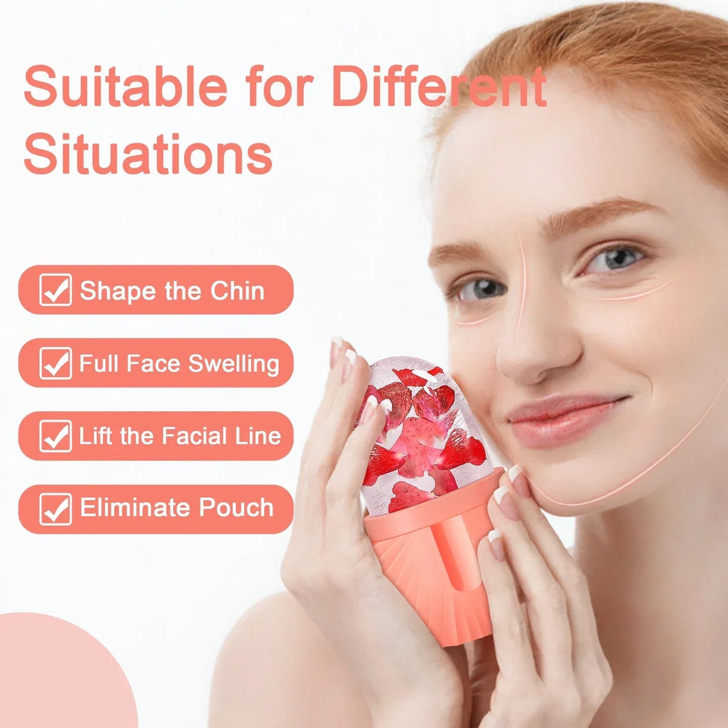 Silicone Face Ice Roller Cube Mold - Professional Skin Care Tool for De-Puffing, Brightening, and Facial Massaging - Reusable & Food-Grade Silicone Beauty Massager - Aura