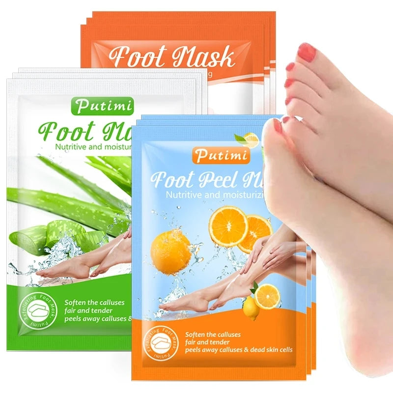 6-Pack Luxury Exfoliating Foot Peel Masks - Professional Spa Socks for Dead Skin Removal, Softening Calluses & Intensive Cracked Heel Repair