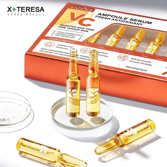 Advanced Vitamin C Whitening Ampoule Serum Kit - High-Concentration Brightening Essence for Dark Spots, Hydration & Radiant Complexion (Set of Ampoules)