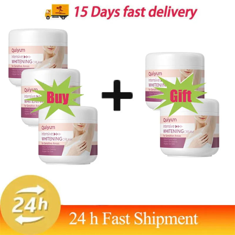Intensive Whitening Cream for Sensitive Areas - Dark Skin Lightening & Bleaching Moisturizer for Underarms, Knees & Intimate Areas
