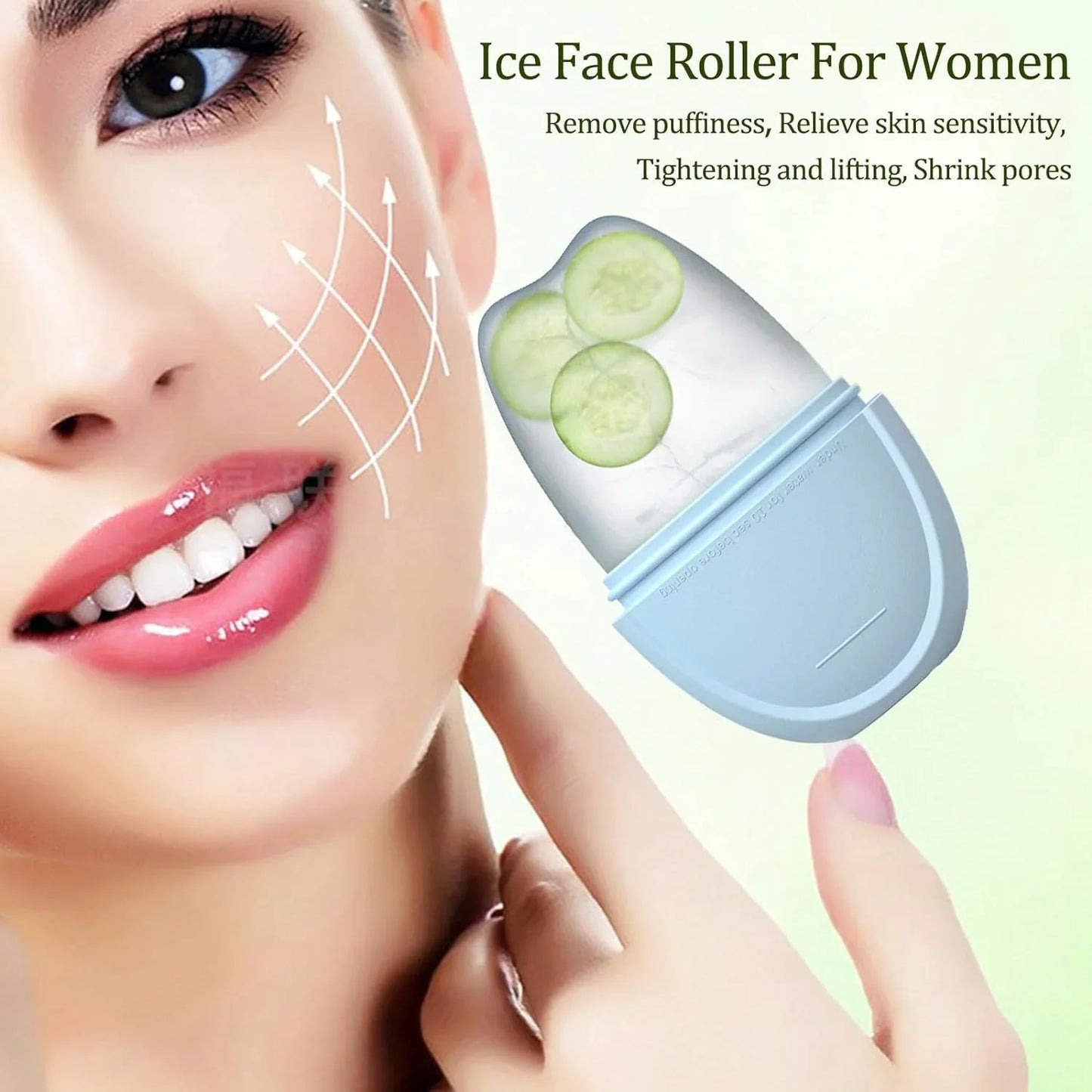 Silicone Ice Face Roller for Face & Eye - Reusable Ice Cube Roller Massager for De-Puffing, Skin Tightening & Natural Glow