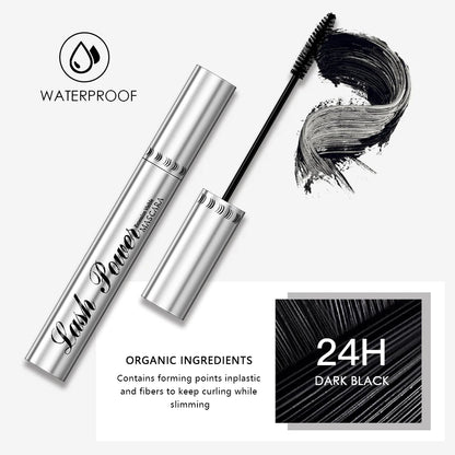 QIBEST 4D Silk Fiber Eyelash Mascara - Waterproof & Long-Lasting Black Mascara for Dramatic Volume & Length