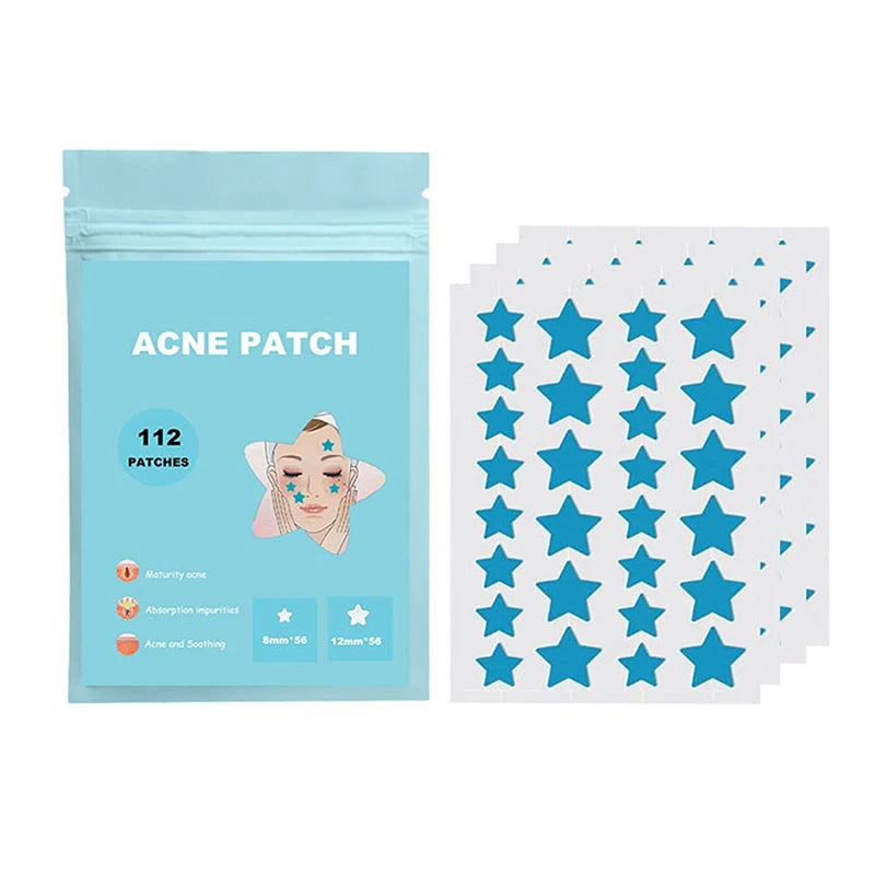 112 Pcs Star-Shaped Acne Pimple Patches - Colorful Hydrocolloid Skin Care Stickers for Spot Concealing & Fast Healing - Fun & Effective Acne Treatment