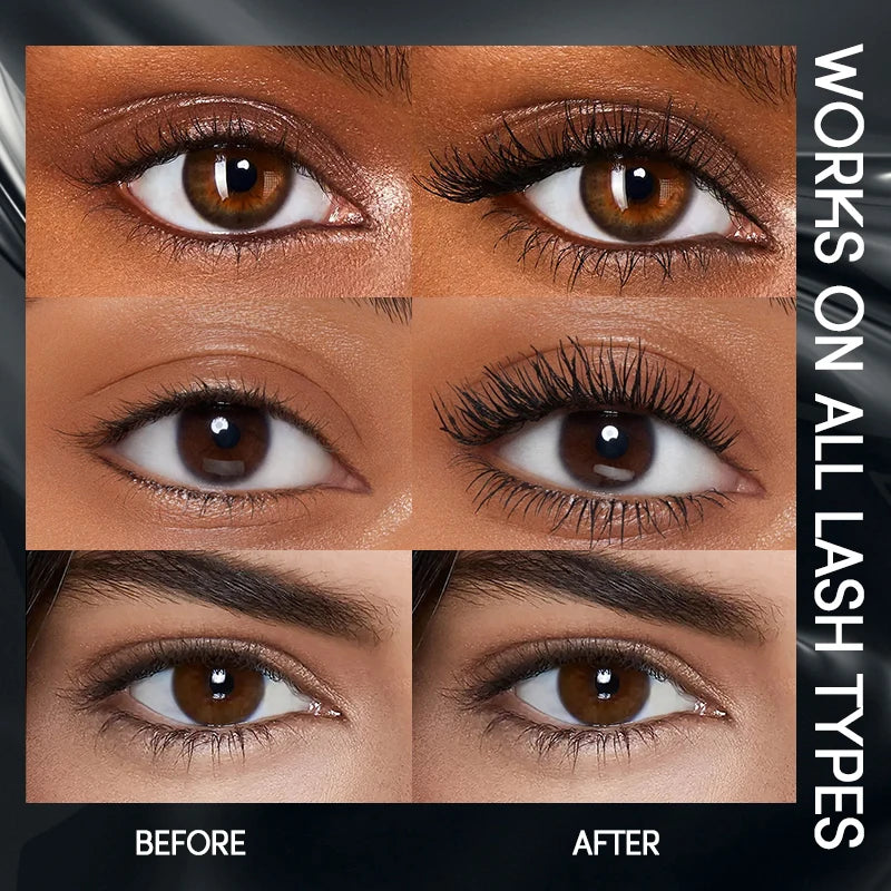 4D Silk Fiber Lash Mascara - Waterproof & Smudge-Proof Liquid Fiber Formula - 360° Volume, Extreme Length & All-Day Wear