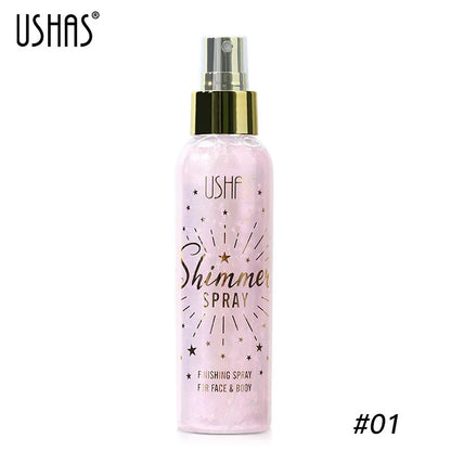 USHAS Liquid Shimmer Highlight Spray for Body & Face - Waterproof & Long-Lasting Glow Mist for a Radiant Diamond Shine Finish