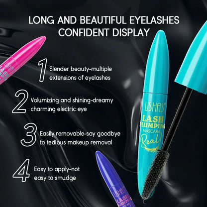 4D Silk Fiber Lash Mascara - Waterproof & Smudge-Proof Liquid Fiber Formula - 360° Volume, Extreme Length & All-Day Wear