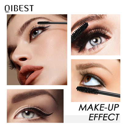 QIBEST 4D Silk Fiber Eyelash Mascara - Waterproof & Long-Lasting Black Mascara for Dramatic Volume & Length
