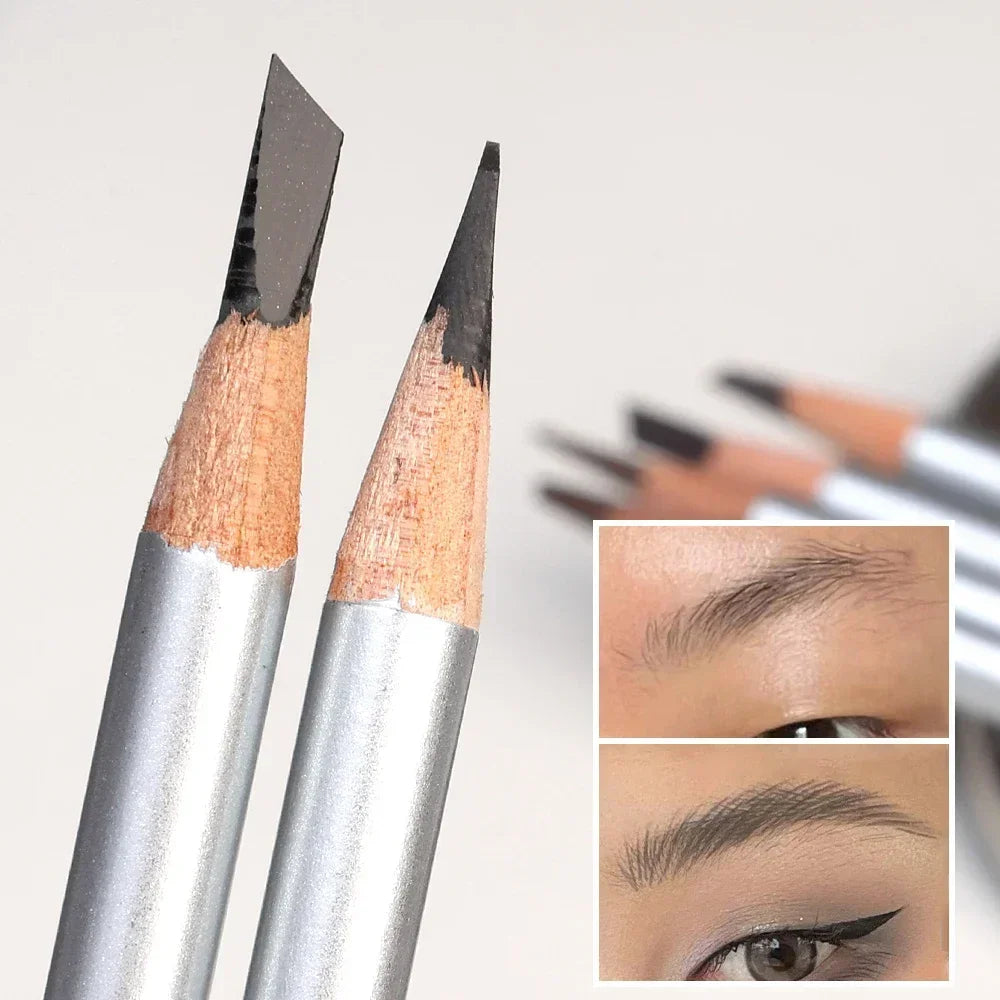 Professional Hard Formula Eyebrow Pencil - Waterproof & Smudge-Proof Flat Tip Brow Liner for Natural Hair-Like Definition - Long-Lasting Peel-Off Pencil