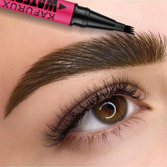 3-Color Waterproof Microblading Eyebrow Pen - Precision 4-Split Head Brow Pencil for Long-Lasting Natural Hair-Like Strokes