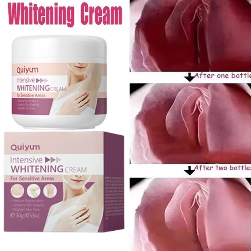 Intensive Whitening Cream for Sensitive Areas - Dark Skin Lightening & Bleaching Moisturizer for Underarms, Knees & Intimate Areas