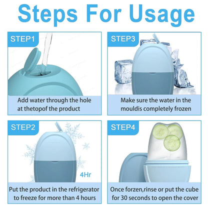 Silicone Ice Face Roller for Face & Eye - Reusable Ice Cube Roller Massager for De-Puffing, Skin Tightening & Natural Glow