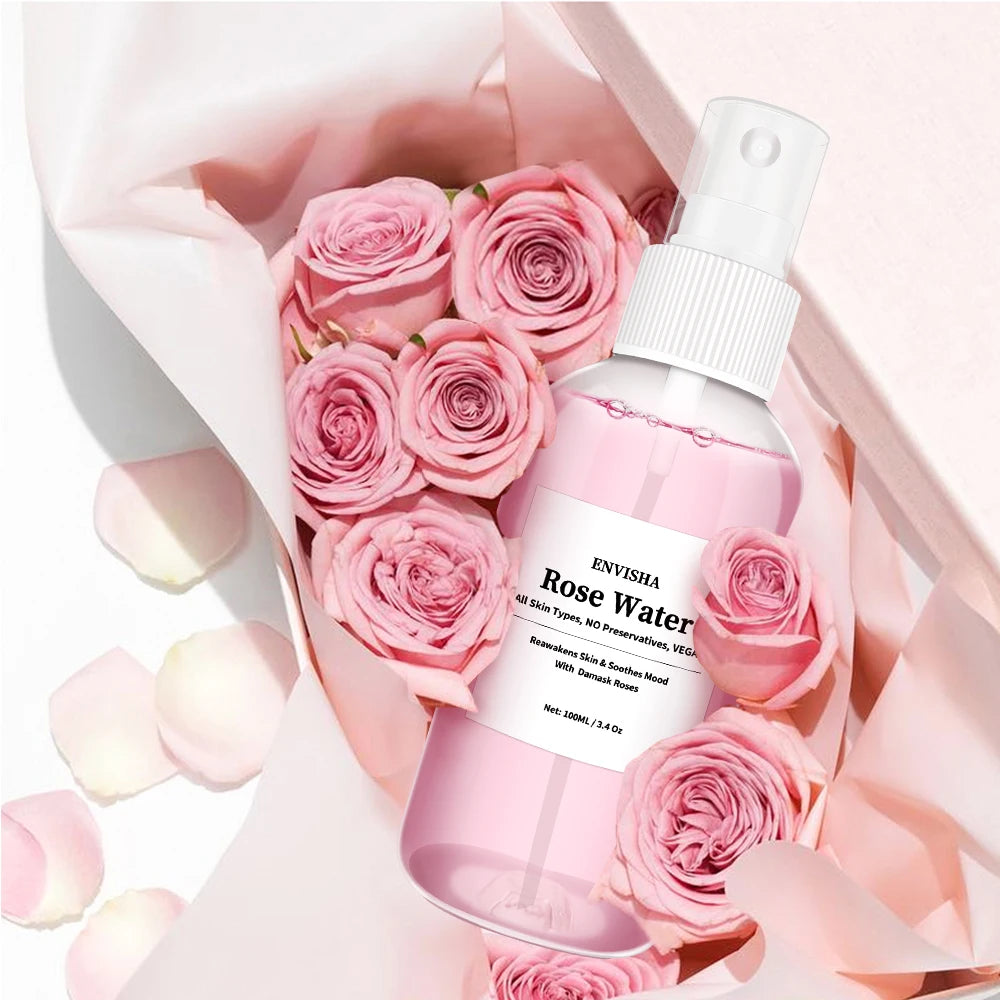 Pure Natural Rose Water Facial Mist - Hydrating & Refreshing Skin Toner for Pore Refining, Makeup Setting & Soothing Care