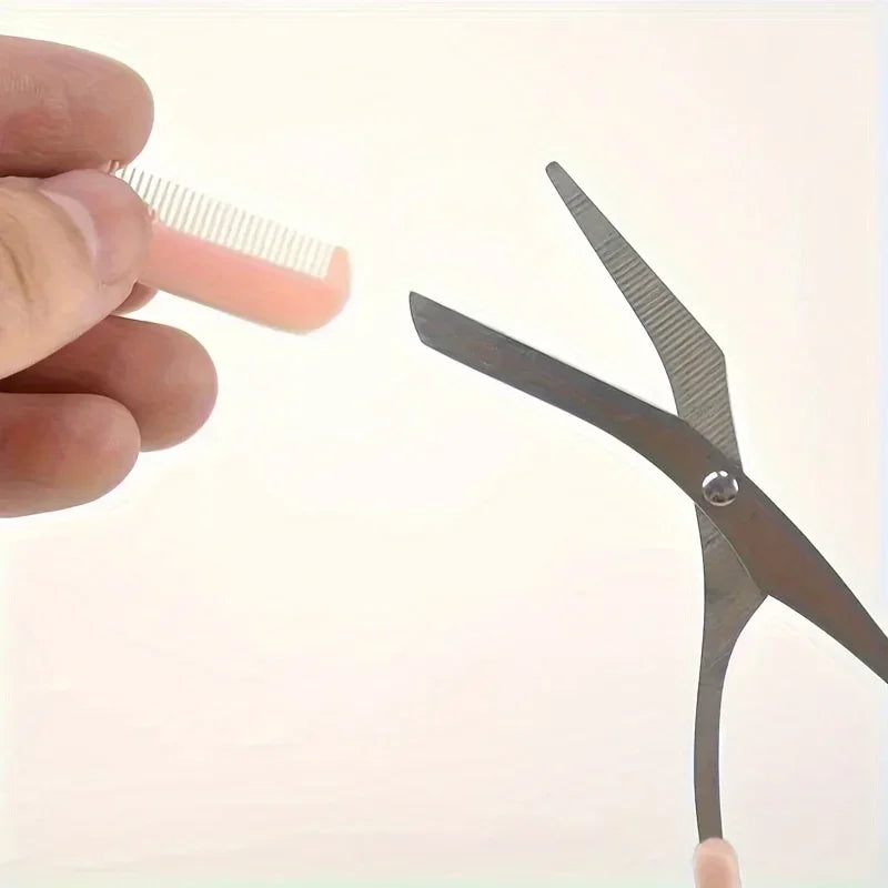 Precision Pink Eyebrow Trimming Scissors with Built-In Comb - Professional Stainless Steel Brow Grooming Scissors for Effortless Shaping and Trimming