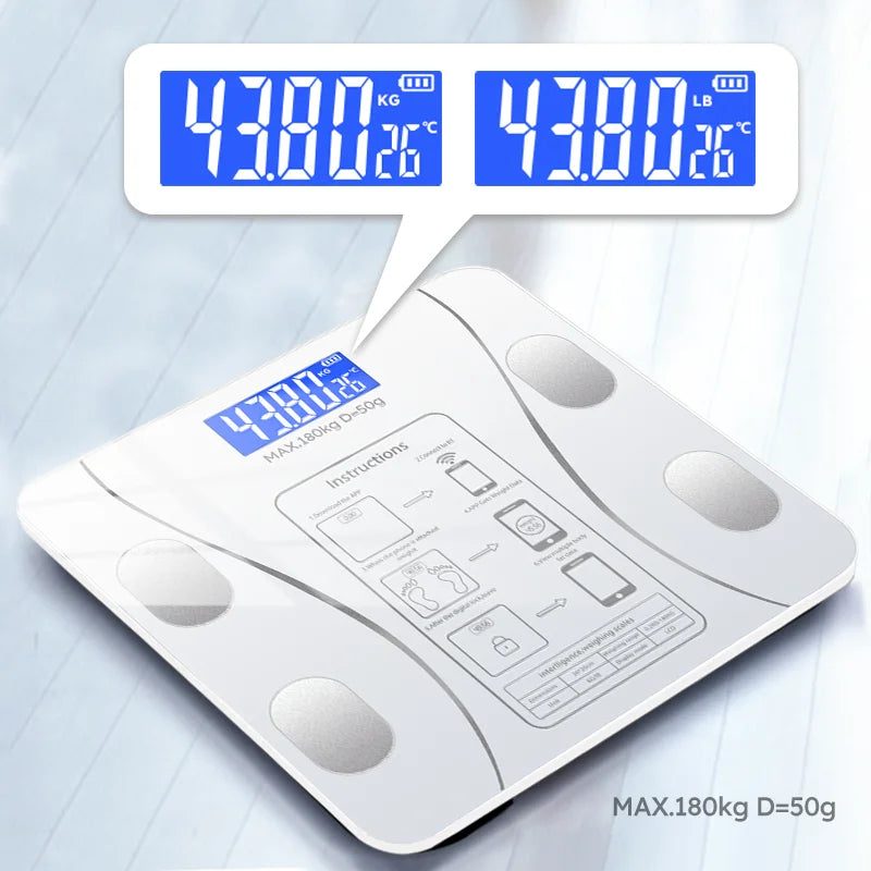 Smart Bluetooth Body Fat Scale - Digital Bathroom Scale with App Connection for Weight, BMI, Body Fat & Health Tracking
