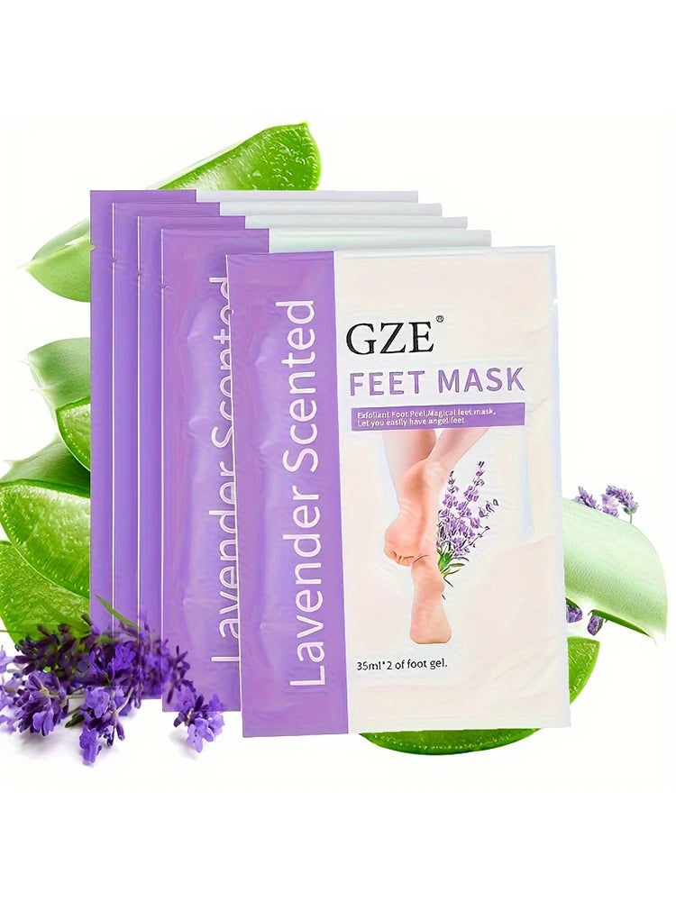GZE Lavender Foot Peel Mask - Exfoliating Baby Foot Treatment for Dry, Rough & Cracked Heels - Professional Callus & Dead Skin Remover