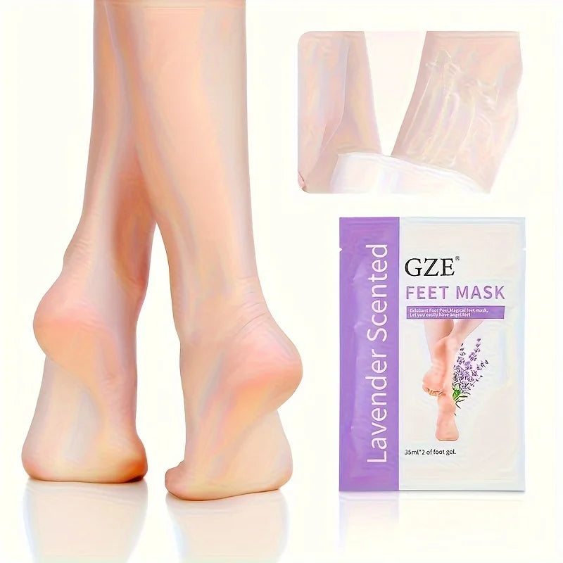 GZE Lavender Foot Peel Mask - Exfoliating Baby Foot Treatment for Dry, Rough & Cracked Heels - Professional Callus & Dead Skin Remover