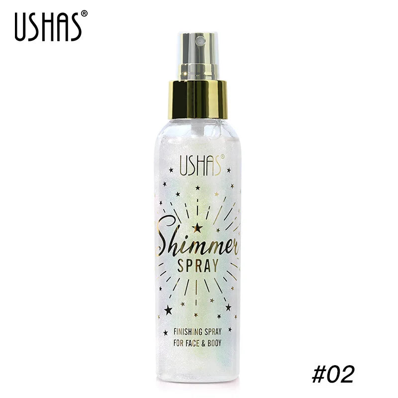 USHAS Liquid Shimmer Highlight Spray for Body & Face - Waterproof & Long-Lasting Glow Mist for a Radiant Diamond Shine Finish