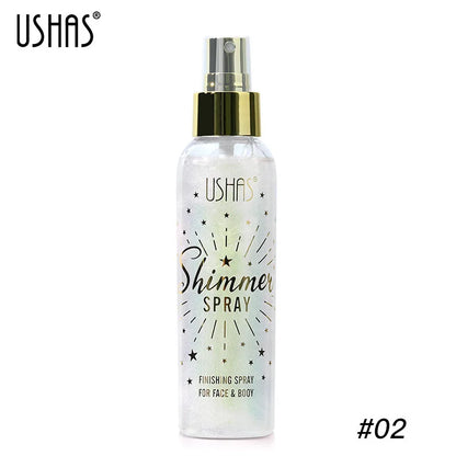 USHAS Liquid Shimmer Highlight Spray for Body & Face - Waterproof & Long-Lasting Glow Mist for a Radiant Diamond Shine Finish