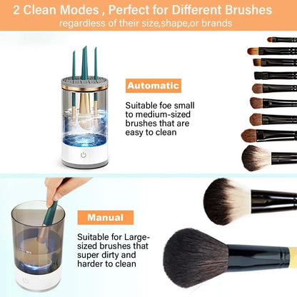 Electric Automatic Makeup Brush Cleaner & Dryer Machine - Professional USB Rechargeable Cleaning Stand for All Brush Sizes