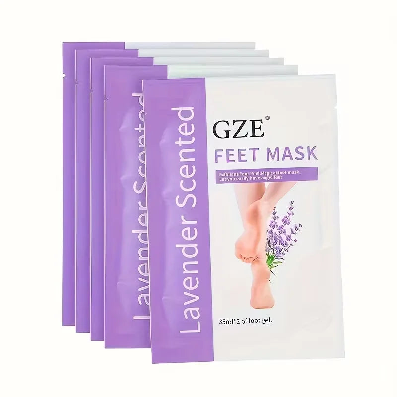 GZE Lavender Foot Peel Mask - Exfoliating Baby Foot Treatment for Dry, Rough & Cracked Heels - Professional Callus & Dead Skin Remover