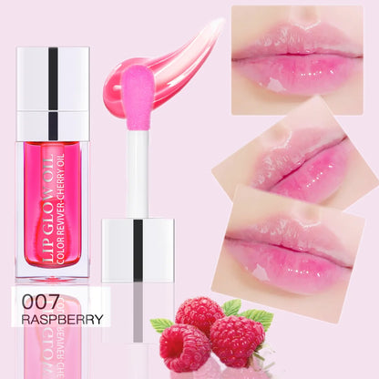 Hydrating Lip Glow Oil - Nourishing High-Shine Lip Gloss - Infused with Raspberry Extract for Soft, Lustrous, and Non-Sticky Lips