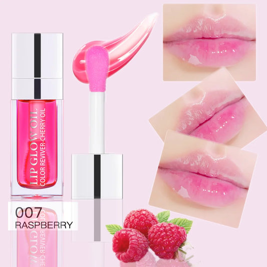 Hydrating Lip Glow Oil - Nourishing High-Shine Lip Gloss - Infused with Raspberry Extract for Soft, Lustrous, and Non-Sticky Lips