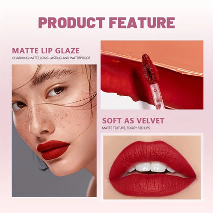 Luxury Velvet Matte Liquid Lipstick - High-Pigment Waterproof Lip Color - Long-Lasting Smudge-Proof Formula for a Sophisticated Bold Look
