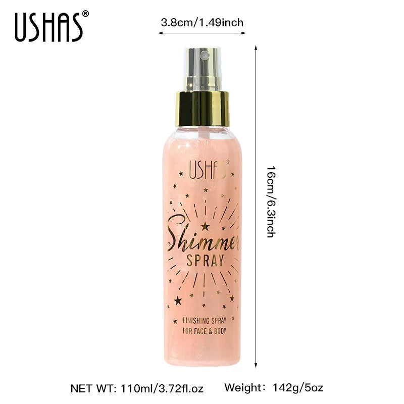 USHAS Liquid Shimmer Highlight Spray for Body & Face - Waterproof & Long-Lasting Glow Mist for a Radiant Diamond Shine Finish
