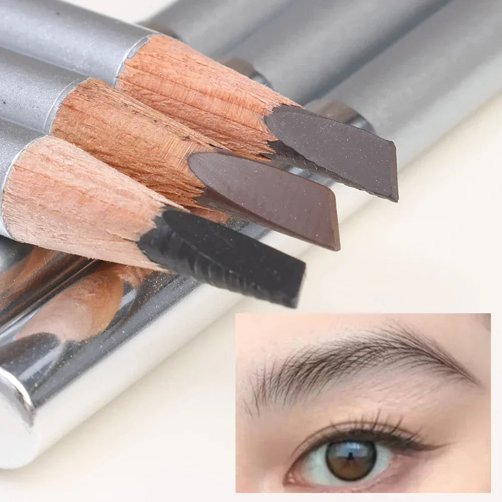 Professional Hard Formula Eyebrow Pencil - Waterproof & Smudge-Proof Flat Tip Brow Liner for Natural Hair-Like Definition - Long-Lasting Peel-Off Pencil