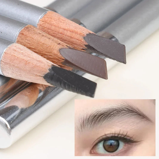 Professional Hard Formula Eyebrow Pencil - Waterproof & Smudge-Proof Flat Tip Brow Liner for Natural Hair-Like Definition - Long-Lasting Peel-Off Pencil