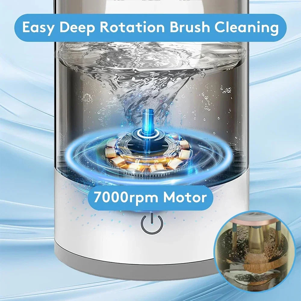 Electric Automatic Makeup Brush Cleaner & Dryer Machine - Professional USB Rechargeable Cleaning Stand for All Brush Sizes