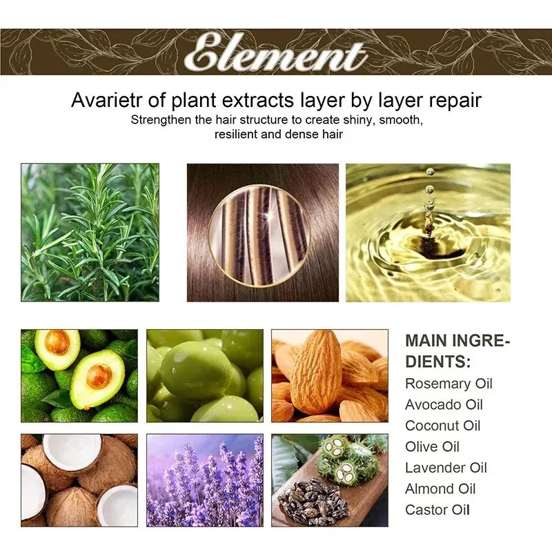 Pure Rosemary Hair Growth Oil Serum - Natural Anti-Hair Loss Treatment for Regrowth, Scalp Repair & Root Strengthening