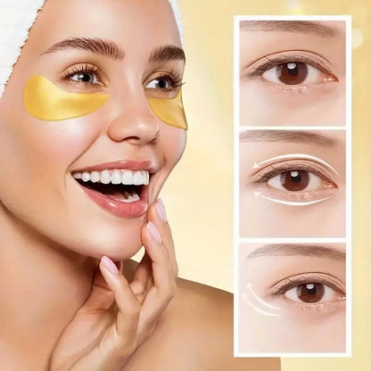 Premium 24K Gold Collagen Eye Mask - Anti-Aging Hydrogel Patches for Dark Circles, Puffiness & Wrinkles - Revitalizing Eye Skin Care (60 Pcs)