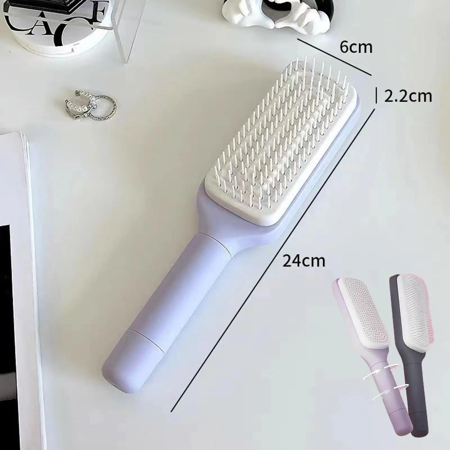 Anti-Static Self-Cleaning Hair Brush - Easy Clean Retractable Massage Comb - One-Click Hair Release Brush for Effortless Hair Care & Scalp Massage