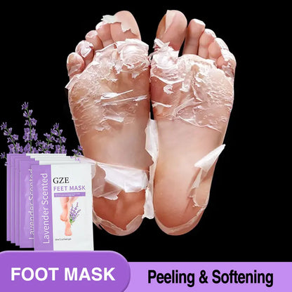 GZE Lavender Foot Peel Mask - Exfoliating Baby Foot Treatment for Dry, Rough & Cracked Heels - Professional Callus & Dead Skin Remover