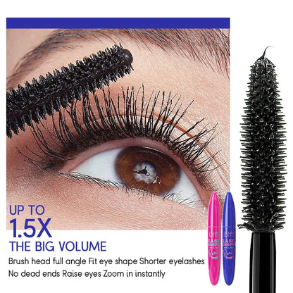 4D Silk Fiber Lash Mascara - Waterproof & Smudge-Proof Liquid Fiber Formula - 360° Volume, Extreme Length & All-Day Wear