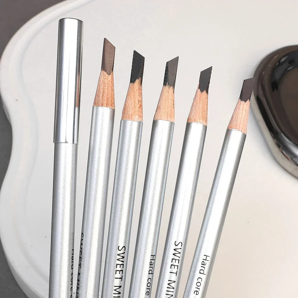 Professional Hard Formula Eyebrow Pencil - Waterproof & Smudge-Proof Flat Tip Brow Liner for Natural Hair-Like Definition - Long-Lasting Peel-Off Pencil