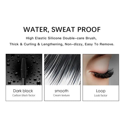 QIBEST 4D Silk Fiber Eyelash Mascara - Waterproof & Long-Lasting Black Mascara for Dramatic Volume & Length
