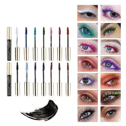 5D Silk Fiber Lash Color Mascara - Waterproof & Long-Lasting 14 Vibrant Colors - 3D Volume & Extreme Length for Creative Eye Makeup