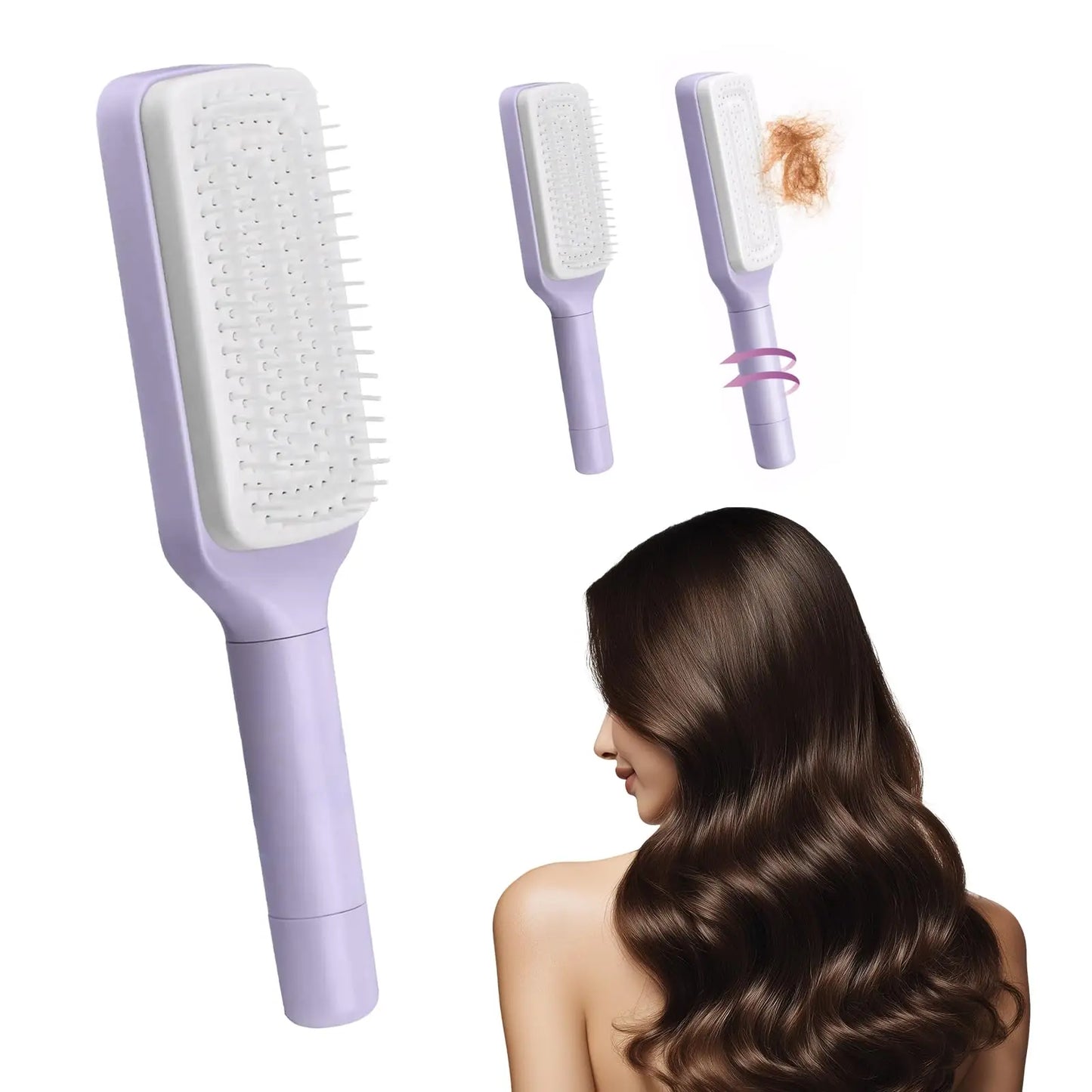 Anti-Static Self-Cleaning Hair Brush - Easy Clean Retractable Massage Comb - One-Click Hair Release Brush for Effortless Hair Care & Scalp Massage
